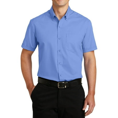 Mafoose Men's Short Sleeve Superpro Twill Oxford Button Down Shirt Ultramarine Blue Small