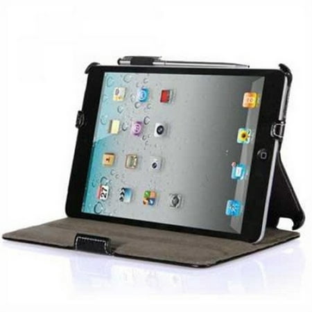 Refurbished I-Blason Slim Book Shell - Flip cover for tablet - faux leather - black - for Apple iPad mini