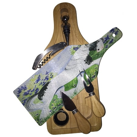 KuzmarK Wine & Cheese Glass Cutting Board Wood Box Gift Set - Piebald Gypsy Cob with Lilacs and Violets Horse Art by Denise Every
KuzmarK Wine & Cheese Glass Cutting Board Wood Box Gift Set - Piebald Gypsy Cob with Lilacs and Violets Horse Art by Denise Every