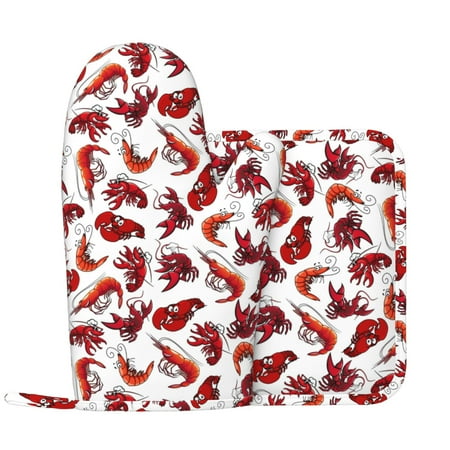 Funny Shrimp Oven Mitts and Pot Holders Sets with 1 Non-Slip Left Silicone Oven Mitts and 1 Heatproof Insulated Hot Pads for Kitchen Use in Cooking Baking Grilling
Funny Shrimp Oven Mitts and Pot Holders Sets with 1 Non-Slip Left Silicone Oven Mitts and 1 Heatproof Insulated Hot Pads for Kitchen Use in Cooking Baking Grilling