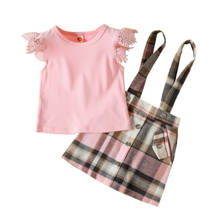 Toddler Kids Baby Girls Lace Sleeveless Ribbed T-Shirt Tops Suspender Skirts Plaid Dress 2PCS Princess Outfits Clothes Set Child Leisure Outwear
Toddler Kids Baby Girls Lace Sleeveless Ribbed T-Shirt Tops Suspender Skirts Plaid Dress 2PCS Princess Outfits Clothes Set Child Leisure Outwear