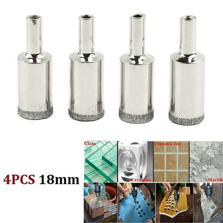 4PCS Diamond Coated Hole Opener Hole Saw Cutter Drill Bit for Glass Tile 18mm