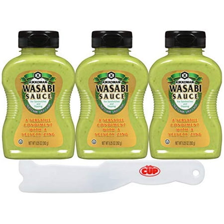 Kikkoman Wasabi Sauce 9.25 Ounce (Pack of 3) with By The Cup Spreader