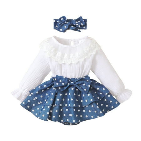 NZRVAWS Newborn Baby Girls Outfits Long Sleeve Splice Wave Point Print Bow Romper Dress+Headband 2PCS Clothes Set 0-3 Months White
NZRVAWS Newborn Baby Girls Outfits Long Sleeve Splice Wave Point Print Bow Romper Dress+Headband 2PCS Clothes Set 0-3 Months White