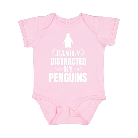 Inktastic Easily Distracted by Penguins Gift Baby Boy or Baby Girl Bodysuit
