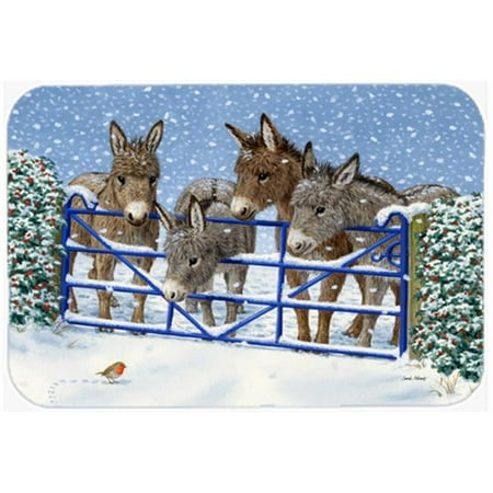 Carolines Treasures Donkeys & Robin at the Fence Glass Large Cutting Board