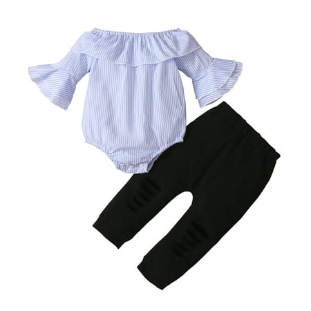 Kucnuzki 3 Months Baby Girl Fall-Winter Outfits Pants Sets 6 Months Long Sleeve Stripe Prints Off-The-Shoulder Romper Tops Elastic Floral Prints Pants 2PCS Set Blue
Kucnuzki 3 Months Baby Girl Fall-Winter Outfits Pants Sets 6 Months Long Sleeve Stripe Prints Off-The-Shoulder Romper Tops Elastic Floral Prints Pants 2PCS Set Blue