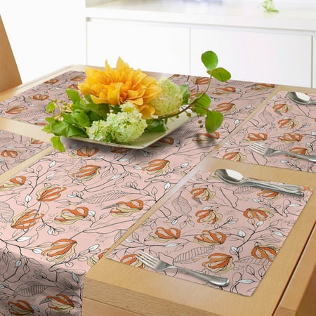 Floral Table Runner & Placemats Vintage Wildflowers Layout Blossoming Spring Feels Set for Dining Table Decor Placemat 4 pcs + Runner 14 x72 Blush Multicolor by Ambesonne
Floral Table Runner & Placemats Vintage Wildflowers Layout Blossoming Spring Feels Set for Dining Table Decor Placemat 4 pcs + Runner 14 x72 Blush Multicolor by Ambesonne