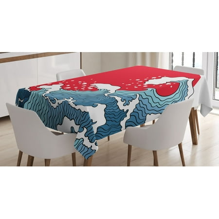 Japanese Wave Tablecloth Big Red Sun Setting Scenery Tropical Nautical Artistic Tsunami Swirls Rectangular Table Cover for Dining Room Kitchen 60 X 90 Inches Red Blue White by Ambesonne
Japanese Wave Tablecloth Big Red Sun Setting Scenery Tropical Nautical Artistic Tsunami Swirls Rectangular Table Cover for Dining Room Kitchen 60 X 90 Inches Red Blue White by Ambesonne