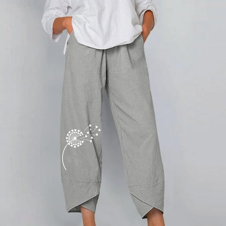 Womens Cotton Linen Capri Pants Summer Elastic Waisted Casual Pants Wide Leg Loose Fit Comfy Pajama Beach Trousers CHMORA(Light Gray S)
Womens Cotton Linen Capri Pants Summer Elastic Waisted Casual Pants Wide Leg Loose Fit Comfy Pajama Beach Trousers CHMORA(Light Gray S)