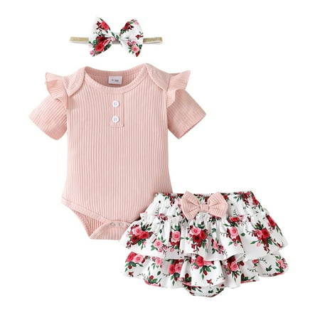 3Pcs Baby Girl Colthes Ribbed Knit Romper Top Ruffle Pants Set with Headband Toddler Summer Outfits 0-18M
3Pcs Baby Girl Colthes Ribbed Knit Romper Top Ruffle Pants Set with Headband Toddler Summer Outfits 0-18M