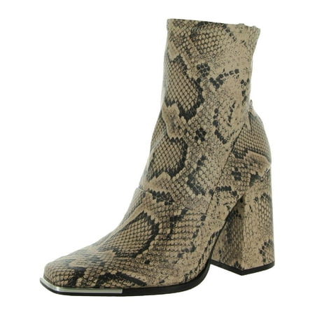 Steve Madden Womens Excess Animal Print Square Toe Ankle Boots