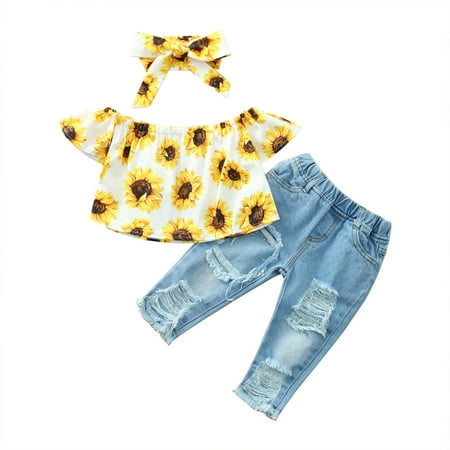 Rovga Toddler Baby Girl Kid Off Shoulder Sunflowers Tops + Denim Pants Outfits Set Casual Children Clothing
Rovga Toddler Baby Girl Kid Off Shoulder Sunflowers Tops + Denim Pants Outfits Set Casual Children Clothing