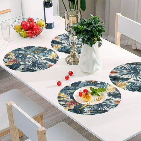 Round Grid Placemat One Sizex1 Round Placemat PVC Plate Mat,15.4 Inch Non-Slip and Heat Resistant Table Placemat Dining Room Placemat Hawaiian Leaf Seamless 
Round Grid Placemat One Sizex1 Round Placemat PVC Plate Mat,15.4 Inch Non-Slip and Heat Resistant Table Placemat Dining Room Placemat Hawaiian Leaf Seamless