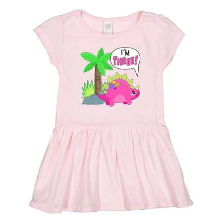 Inktastic I m 3! Cute Dinosaur Birthday Stegosaurus Gift Toddler Girl Dress