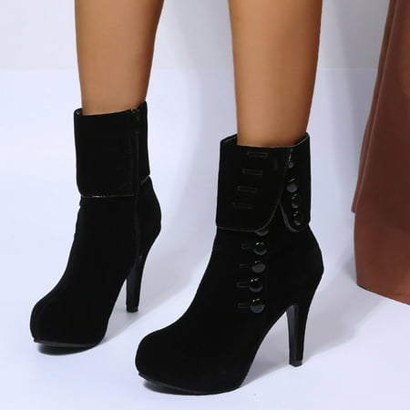 MIASHUI Ladies Fashion Solid Color Flock Button Decorated Decorative Side Zipper Thin High Heel Short Boots Women Sneakers Shoes Wedges Women Shoes Casual
MIASHUI Ladies Fashion Solid Color Flock Button Decorated Decorative Side Zipper Thin High Heel Short Boots Women Sneakers Shoes Wedges Women Shoes Casual