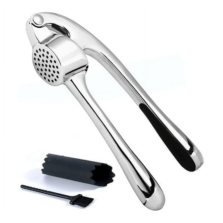 Premium Garlic Press Garlic Mincer Set Of 3 with Silicone Roller Peeler & Cleaning Brush - Gloss Silver
Premium Garlic Press Garlic Mincer Set Of 3 with Silicone Roller Peeler & Cleaning Brush - Gloss Silver