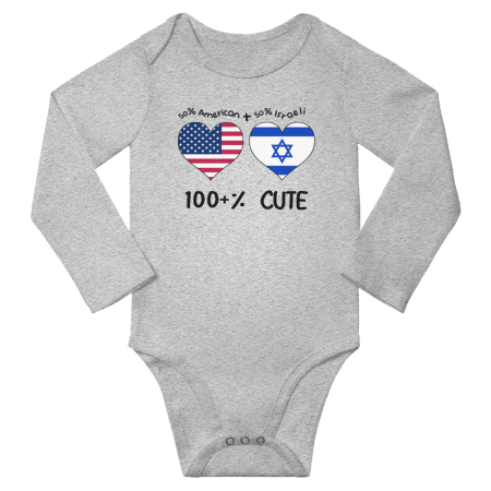 50% American + 50% Israeli = 100+% Cute Baby Long Slevve Bodysuits Unisex Gifts (Gray 6-12 Months)
50% American + 50% Israeli = 100+% Cute Baby Long Slevve Bodysuits Unisex Gifts (Gray 6-12 Months)