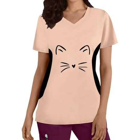 Women Cats Printed Scrubs Top Plus Size Top V-Neck Short Sleeve Working Uniform Nurses Clothing Workwear Blouse Simple Clothing
Women Cats Printed Scrubs Top Plus Size Top V-Neck Short Sleeve Working Uniform Nurses Clothing Workwear Blouse Simple Clothing