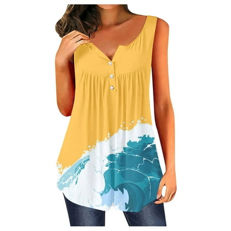 Women s Fashion Printed Vest Round-Neck Loose Sleeveless Pullover Tops Blouse Pleated Corset Tops For Women Yellow S
Women s Fashion Printed Vest Round-Neck Loose Sleeveless Pullover Tops Blouse Pleated Corset Tops For Women Yellow S