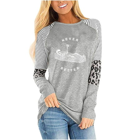 Funny Graphic T-Shirt for Womens Fashion Stripe Leopard Long Sleeve Tops Casual Loose Round Neck Blouse Sweatshirt
Funny Graphic T-Shirt for Womens Fashion Stripe Leopard Long Sleeve Tops Casual Loose Round Neck Blouse Sweatshirt