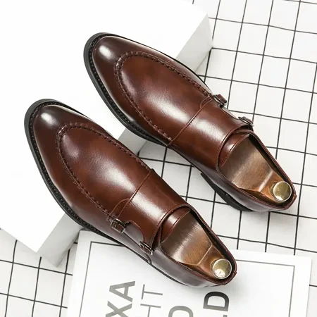 Men‘s Double Monk Strap Slip On Loafers Formal Shoes Work Office Leather Shoes Light Brown
Men‘s Double Monk Strap Slip On Loafers Formal Shoes Work Office Leather Shoes Light Brown