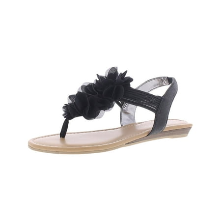 Wild Pair Womens Sari Stretch Slip-On Thong Sandals Black 5 Medium (B M)