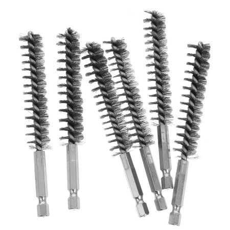 NICEXMAS 6pcs Twisted Wire Brush Deburring Bore Brush Steel Bristles Wire Brushes