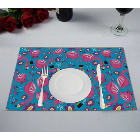 PKQWTM Pink Flamingo Flowers Kitchen Dining Table Mats Placemats Size 12x18 Inches Set of 2 Pieces
PKQWTM Pink Flamingo Flowers Kitchen Dining Table Mats Placemats Size 12x18 Inches Set of 2 Pieces