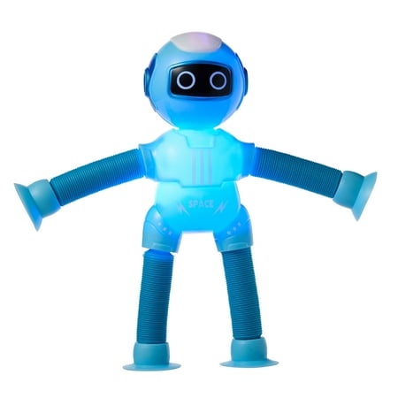 Binwwede Telescopic Suction Cup Toy Cute Robot with Light Fidget Sensory Toys