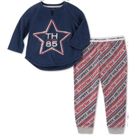 

Tommy Hilfiger Girl s Sleep Bottoms Stripe TH Star Pajama Set Blue Size 6-7
