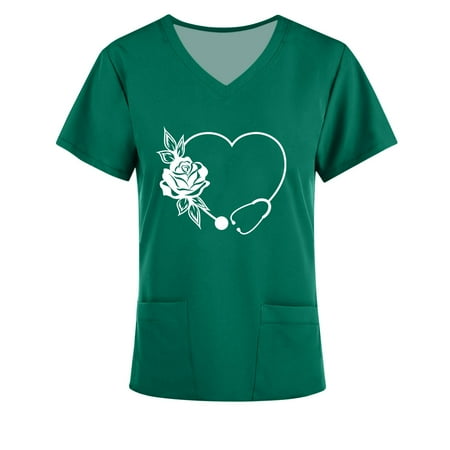 Plus Size Tops for Women Solid Color Print Scrub Top Short Sleeve Nurses Scrubs V Neck Medical Scrub Shirts with Pockets
Plus Size Tops for Women Solid Color Print Scrub Top Short Sleeve Nurses Scrubs V Neck Medical Scrub Shirts with Pockets