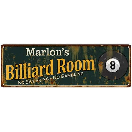 Marlon's Billiard Room Green Personalized Sign Man Cave 6x18 106180009324