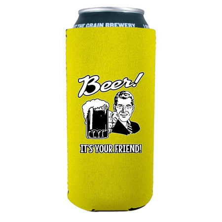 Beer! It s Your Friend! 16 oz. Can Coolie (Yellow)