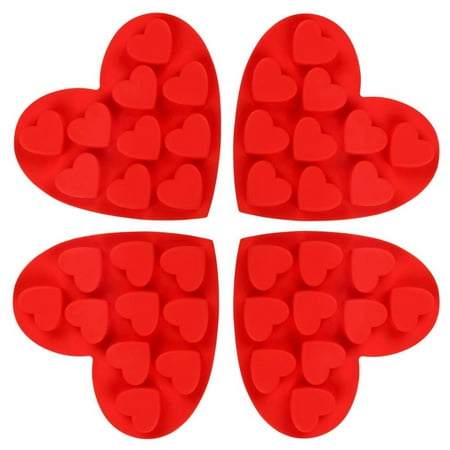 Heart Shape Silicone Molds Non-Stick Candy Molds Silicone Baking Molds for s Day 4 Pieces