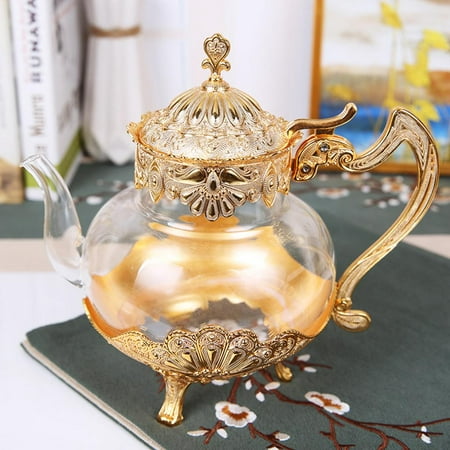 1000ML Glass Teapot Heat-Resistant Kettle Home Decoration Wedding Gifts for Wife Mum Teacher - Golden
1000ML Glass Teapot Heat-Resistant Kettle Home Decoration Wedding Gifts for Wife Mum Teacher - Golden