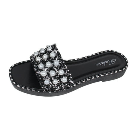 Alueeu shoe Women s Fashion Pearl Crystal Thick Sole Flat Slip On Beach Slippers Shoes women shoes for ladies summer
Alueeu shoe Women s Fashion Pearl Crystal Thick Sole Flat Slip On Beach Slippers Shoes women shoes for ladies summer