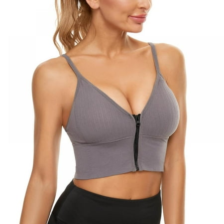 Women Seamless Zip Front Sports Bra Push Up Bra Ribbed Crop Top Bra Workout Yoga Running Fitness Bralettes with Removable Pads
Women Seamless Zip Front Sports Bra Push Up Bra Ribbed Crop Top Bra Workout Yoga Running Fitness Bralettes with Removable Pads