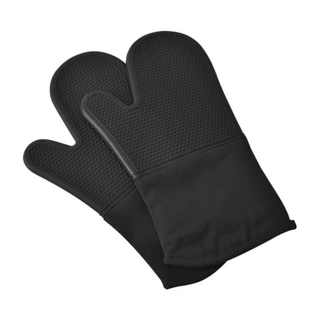 Canvas Soft Silicone BBQ Oven Mitt Daily Kitchen Cotton Lining Heat