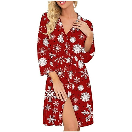 Premium Christmas Gifts Christmas Gifts Women Christmas Pajamas Sexy Soft Bathrobe V-Neck 3/4 Sleeve Party Robe Soft Sleepwear With
Premium Christmas Gifts Christmas Gifts Women Christmas Pajamas Sexy Soft Bathrobe V-Neck 3/4 Sleeve Party Robe Soft Sleepwear With