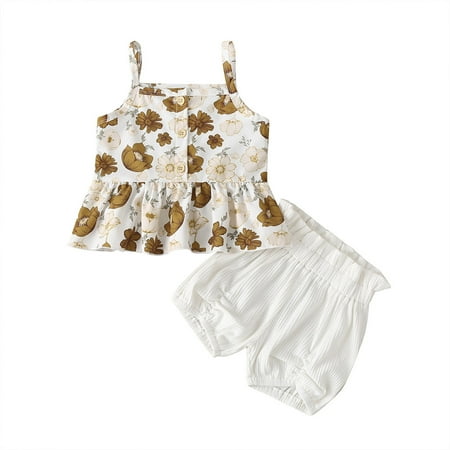 QWERTYU Infant Baby Toddler Child Children Kids Sleeveless Outfits Summer Clothing Set Cami Top and Shorts Set for Girl 6M-4Y
QWERTYU Infant Baby Toddler Child Children Kids Sleeveless Outfits Summer Clothing Set Cami Top and Shorts Set for Girl 6M-4Y