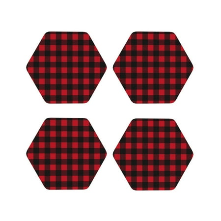 Drink Coasters Set of 4 Red Black Twill Stripe Plaid Leather Coasters for Coffee Table Protector Heat Resistant Cute Coasters for Home Decor Housewarming Gifts Bar Kitchen 4 Inch Hexagon
Drink Coasters Set of 4 Red Black Twill Stripe Plaid Leather Coasters for Coffee Table Protector Heat Resistant Cute Coasters for Home Decor Housewarming Gifts Bar Kitchen 4 Inch Hexagon