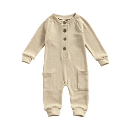 Sunisery Newborn Baby Girls Boys Casual Romper Solid Round Collar Long Sleeve Jumpsuit Clothes Khaki 9-12 Months
Sunisery Newborn Baby Girls Boys Casual Romper Solid Round Collar Long Sleeve Jumpsuit Clothes Khaki 9-12 Months