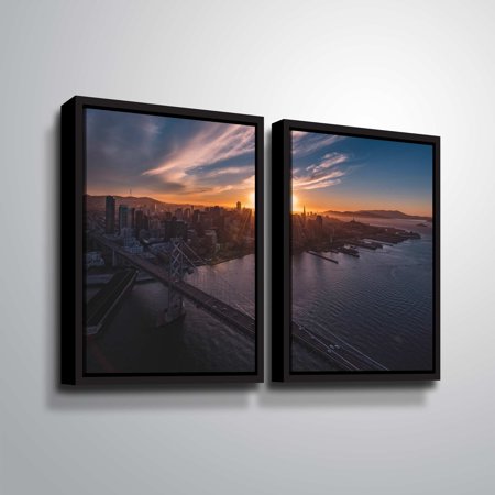 ArtWall "Sunset Explosion" Gallery Wrapped Floater-framed Canvas