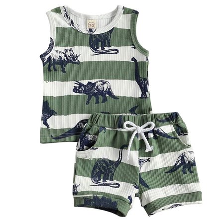 DNDKILG Infant Baby Toddler Boy Tank Top and Drawstring Shorts Set Outfits Summer Cartoon Dinosaur Clothes Set Sleeveless with Green 0-2Y 90
DNDKILG Infant Baby Toddler Boy Tank Top and Drawstring Shorts Set Outfits Summer Cartoon Dinosaur Clothes Set Sleeveless with Green 0-2Y 90