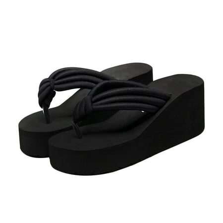 Hemoton High Heel Platform Slippers Fashion Flops Slope Non-slip Resort Beach Black Knoted Sandals for Women Female(Size 38)
Hemoton High Heel Platform Slippers Fashion Flops Slope Non-slip Resort Beach Black Knoted Sandals for Women Female(Size 38)