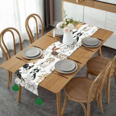 Dogs Drawn Animals Of Different Types Of Breeds Table Runner Imitation Linen Table Runner With Green Tassels For Party And Dining Room 14 x 60
Dogs Drawn Animals Of Different Types Of Breeds Table Runner Imitation Linen Table Runner With Green Tassels For Party And Dining Room 14 x 60