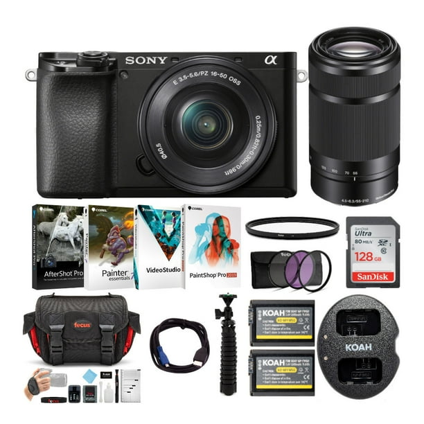 Sony Alpha a6100 APS-C Mirrorless Camera with 16-50mm and 55-210 Lens Bundle