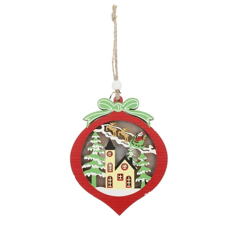 1pc Christmas Tree Luminous Pendant Luminous Wooden Pendant Peach Heart Pendant