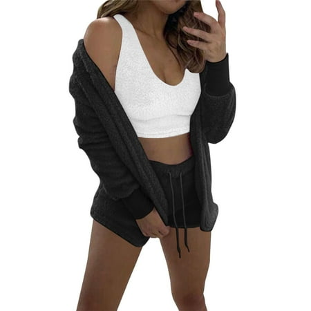 Mishuowoti winter clothes for women women s wear winter plush home wear casual 3 piece pajamas long sleeved shorts sports suit Black L
Mishuowoti winter clothes for women women s wear winter plush home wear casual 3 piece pajamas long sleeved shorts sports suit Black L